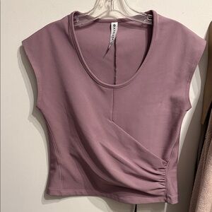 Athleta Mauve Cap-Sleeve Crop Top.